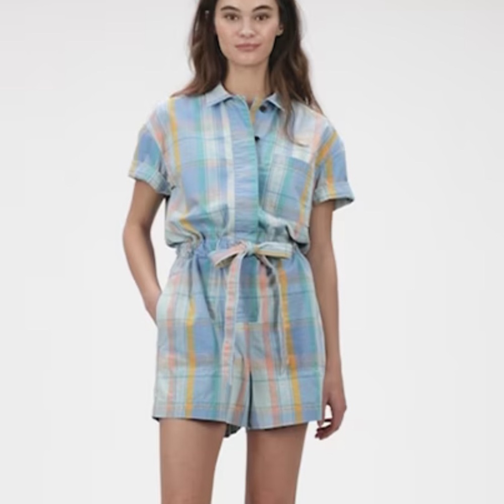 Gap Madras Short Sleeve Plaid Romper Size 2